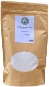 Kubisches Halitsalz fein gemahlen, 1 kg Standbeutel